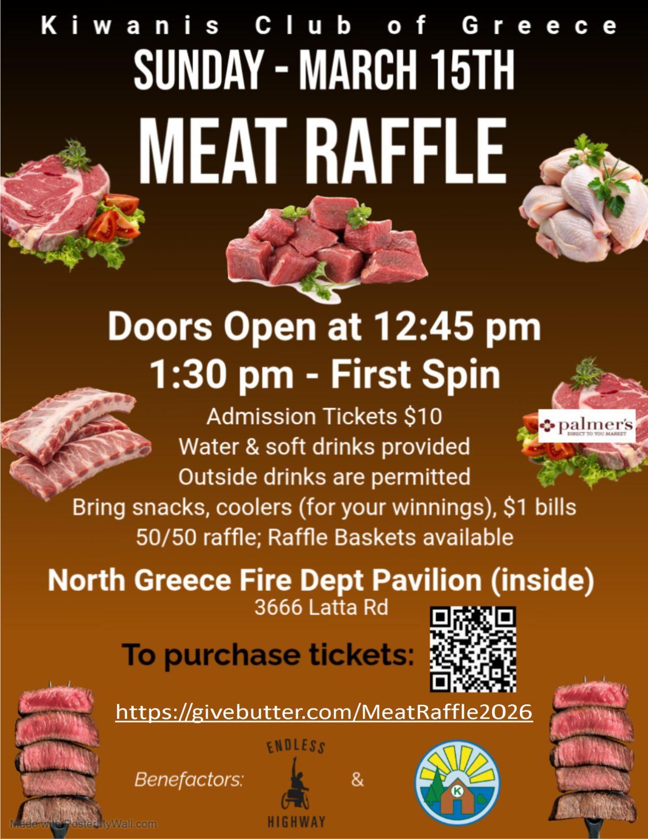 flyer describing the kiwanis club meat raffle